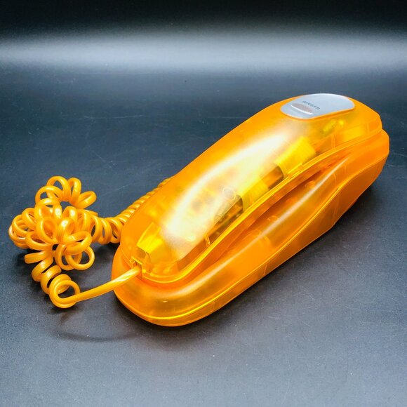 90s CHATEAU Neon Orange Translucent Landline Phone Desktop or Wall Mount - Picture 2 of 10